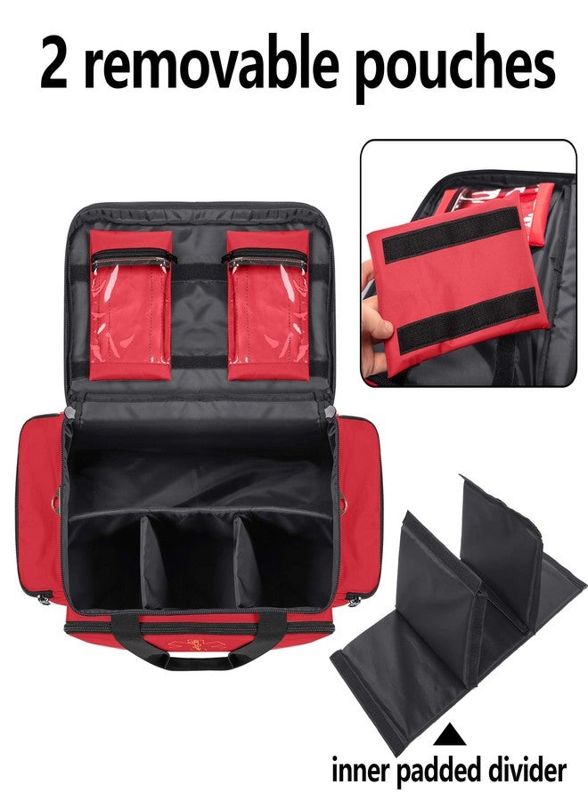 Trunab Emergency Responder Trauma Bag Empty, Professional First Aid Kits Storage Medical Bag with Inner Dividers and No-Scratch Bottom, Ideal for EMT, EMS, Paramedics, Red, BAG ONLY - Image 2